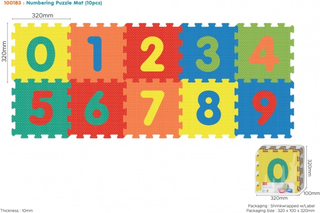 Piankowe puzzle cyfry 10 szt., wyjmowane elementy, pianka EVA, od 10 miesięcy