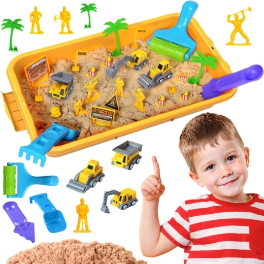 Woopie Piasek kinetyczny Budowa w walizce z pojazdami 1 kg