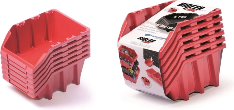 Zestaw pudełek magazynowych Bineer Long, 6 szt., czerwony
