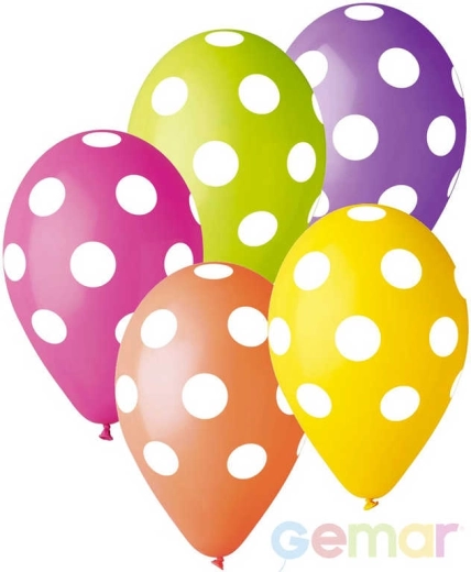 Gemar pastelowy balon lateksowy z białymi kropkami 30 cm - 1 szt.
