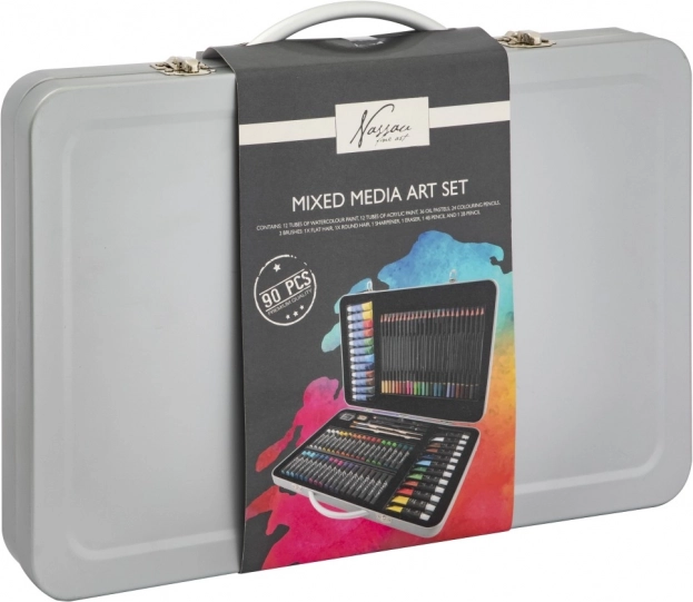 Zestaw przyborów plastycznych w metalowej walizce