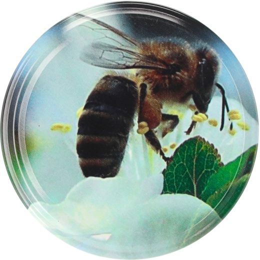 Zestaw metalowych wieczek 82 mm z motywem pszczoły na kwiatku, 10 szt.