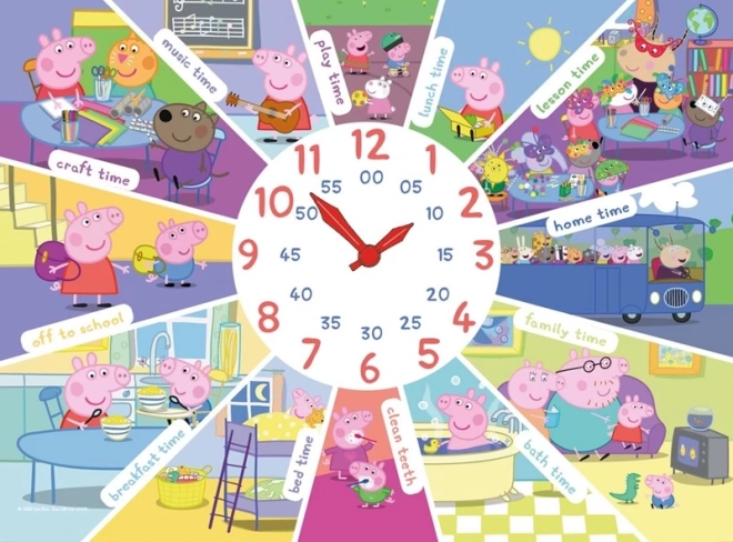 Puzzle z zegarem ŚWINKA PEPPA XL 60 elementów