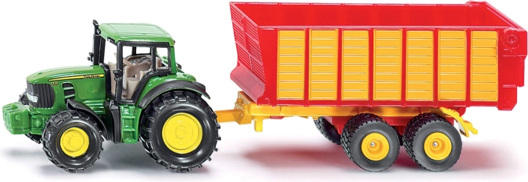 Traktor John Deere z przyczepą do kiszonki