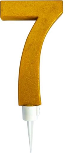Świeczka tortowa cyfra 7 złota 16 cm