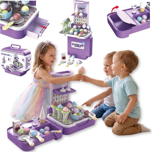 TinyMini dziecięca lodziarnia w walizce 3 w 1, 62 elementy