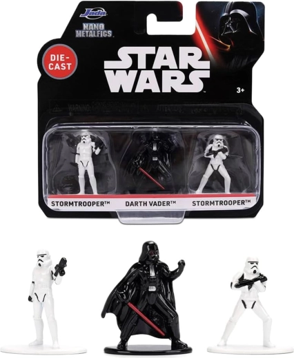Zestaw 3 figurek STAR WARS: Darth Vader i 2× Szturmowiec – Jada Toys Nano Metalfigs