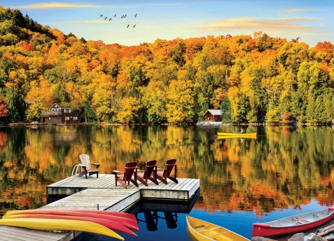 Puzzle EUROGRAPHICS Chata nad jeziorem, Quebec 1000 elementów
