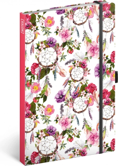 Notes Łapacz snów różowy, w kratkę/linie, 13 × 21 cm