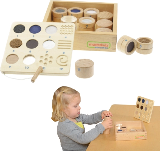 gra sensoryczna dotyk materiał i faktura 12 elementów montessori
