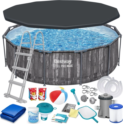 Ogrodowy basen z konstrukcją stalową 366 × 100 cm zestaw 18w1 BESTWAY Steel Pro MAX