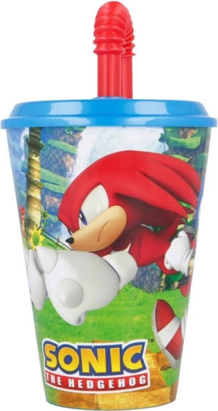 Dziecięcy kubek na wodę z ustnikiem STOR 40530 430 ml Jeż Sonic (niebiesko-czerwony)