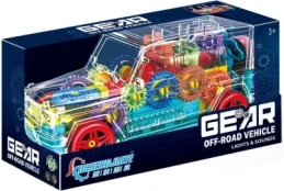 Przezroczysty samochód terenowy z przekładniami i efektami świetlnymi