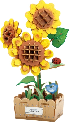 3D drewniane puzzle 3D słonecznik 21 cm - 1 sztuka