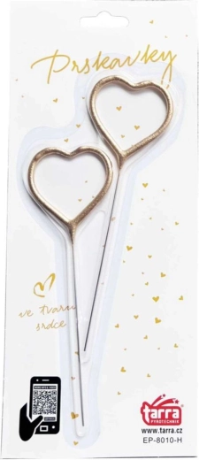 Złote zimne ognie w kształcie serca 16,5 cm