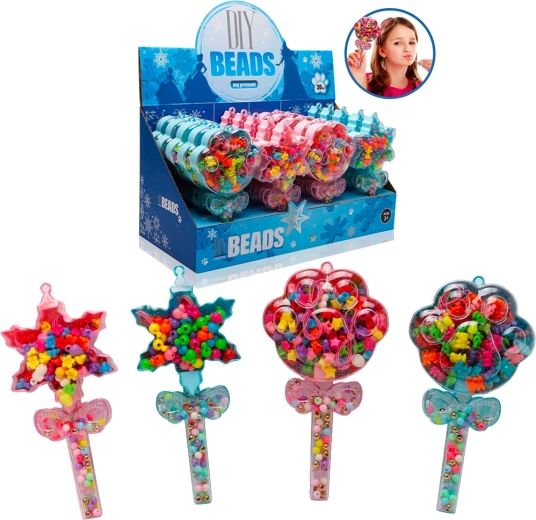 Kreatywny zestaw nawlekanych koralików w pałeczce, 4 rodzaje