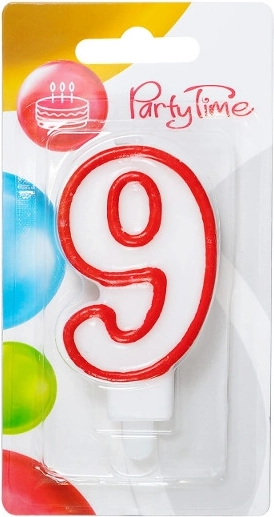 Świeczka urodzinowa cyfra 9 czerwona