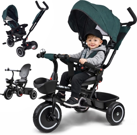 Dziecięcy trójkołowy rowerek 3w1 z daszkiem TINY BIKE – Niebieski