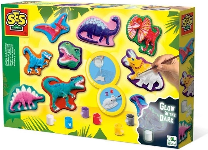 SES Creative odlewanie z gipsu i malowanie – dinozaury świecące w ciemności