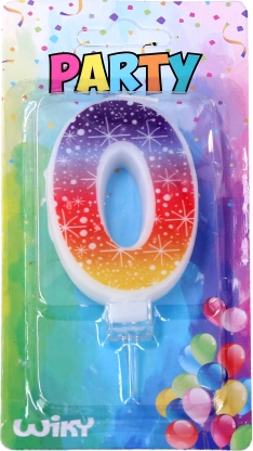 Świeczka urodzinowa z numerem 0 i gwiazdkami