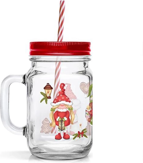 Szklanka ze słomką TORO 450 ml z motywem elfów