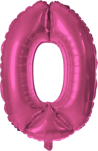 Balon foliowy cyfra 0 30 cm różowy TORO