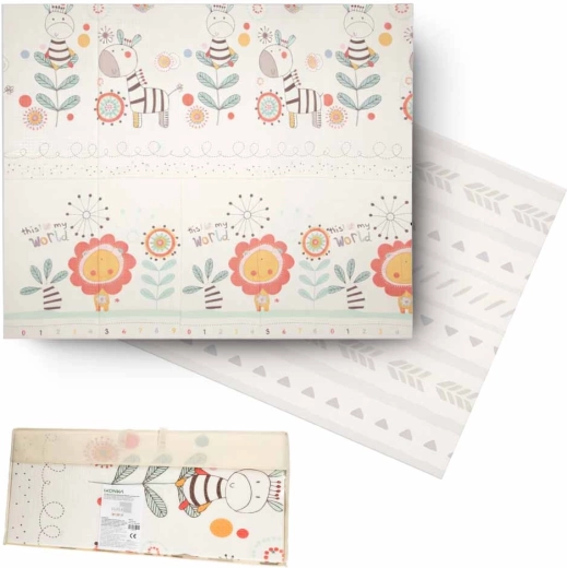 Składana dwustronna piankowa mata edukacyjna 180 × 200 cm ze zwierzątkami