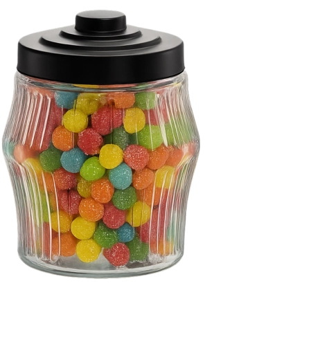 Słoik 2 l okrągły w paski z metalową pokrywką