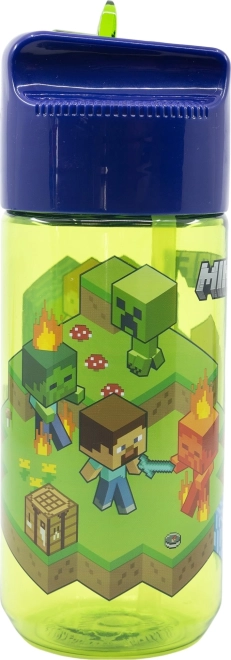 Dziecięca butelka na wodę ze słomką Minecraft zielono-niebieska