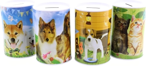 Metalowa skarbonka Psy i koty 13,5 × 9 cm