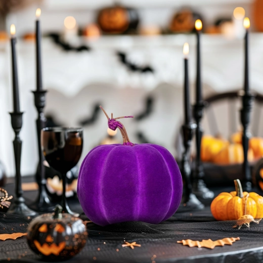Halloweenowa dekoracja dynia fioletowa 16,5 cm