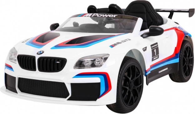 Dziecięcy elektryczny samochodzik BMW M6 GT3 z pilotem, MP3 i światłami LED – biały