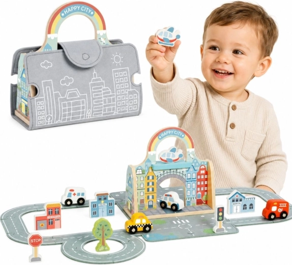 Tooky Toy Przenośne miasto z samochodzikami w walizce