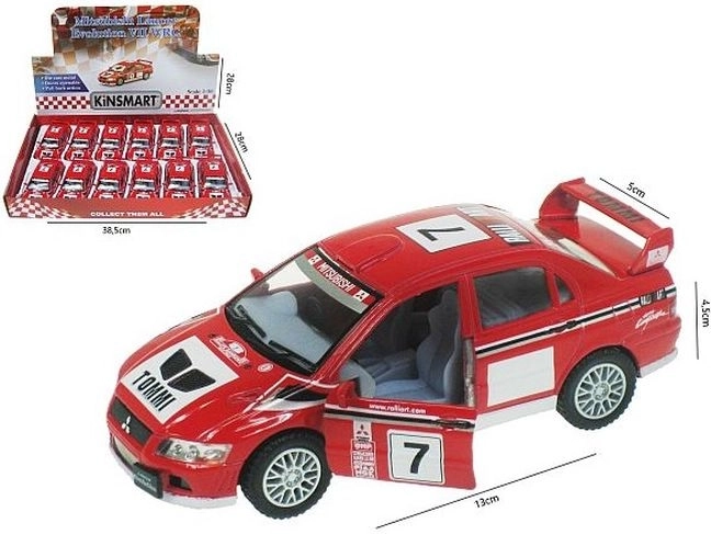 Mitsubishi Lancer Evolution VII WRC metalowy model auta 1:36 z napędem pull-back