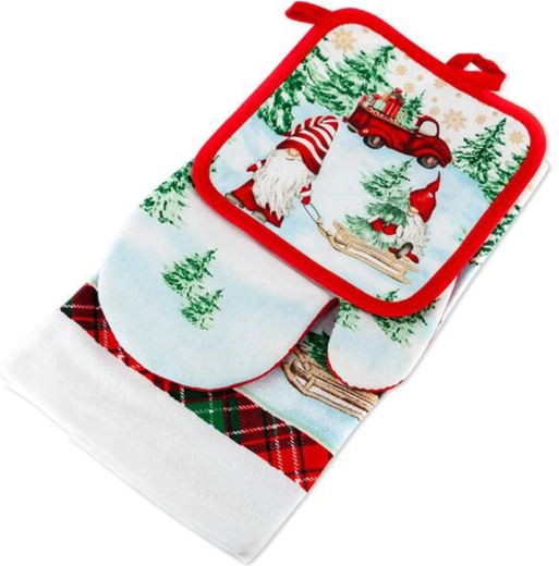 Świąteczny zestaw kuchenny TORO – rękawica, łapka i ściereczka, mix motywów