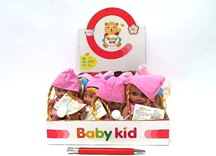 Mini laleczka z dźwiękiem w kolorowej czapeczce 13 cm