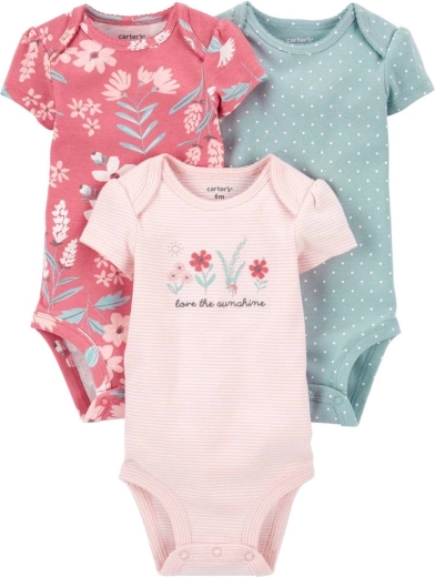 CARTER'S dziewczęce body z krótkim rękawem, 3 szt. – PRE