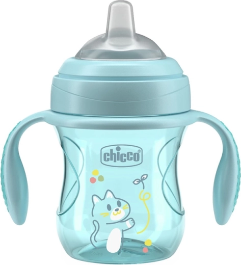 Chicco kubek treningowy transition z uchwytami teal 200 ml, 4m+