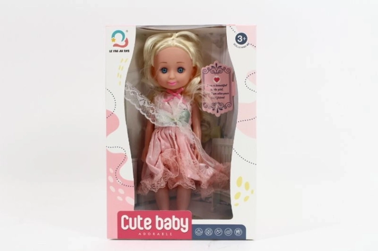 Lalka 27 cm w różowej sukience