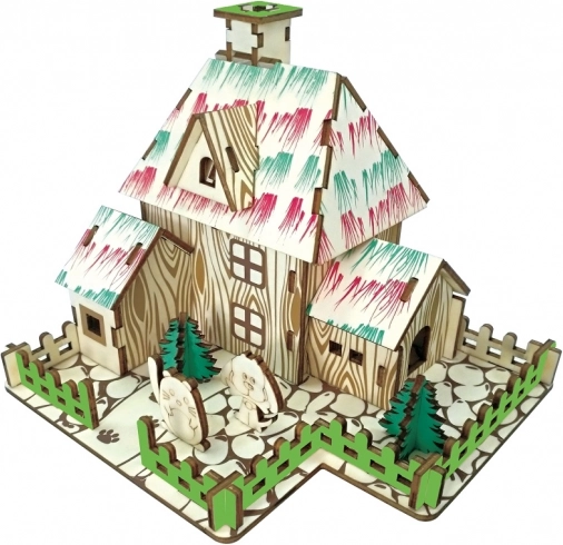 Drewniane puzzle 3D Chatka czarownicy WOODCRAFT