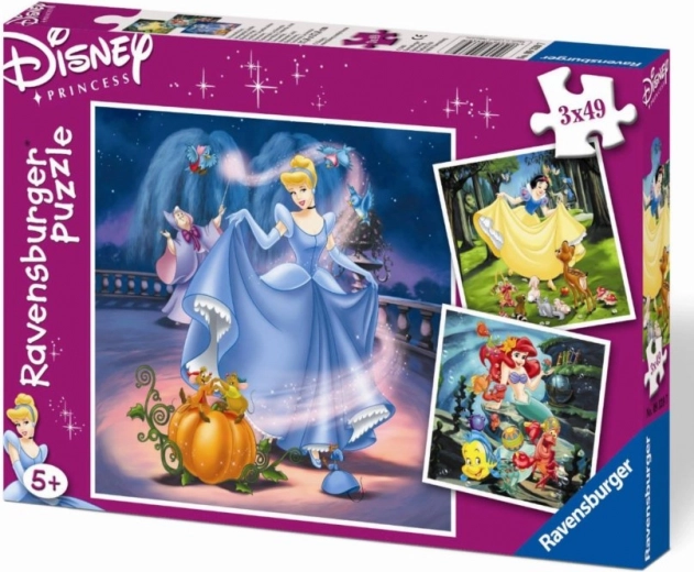Ravensburger puzzle Disney księżniczki Królewna Śnieżka, Kopciuszek i Ariel 3×49 elementów