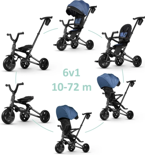 Składana dziecięca trójkołowa Qplay Nova Niello Blue 10–72 miesięcy