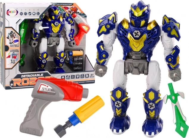 Robot do skręcania z wiertarką, światłami i dźwiękami – niebieski