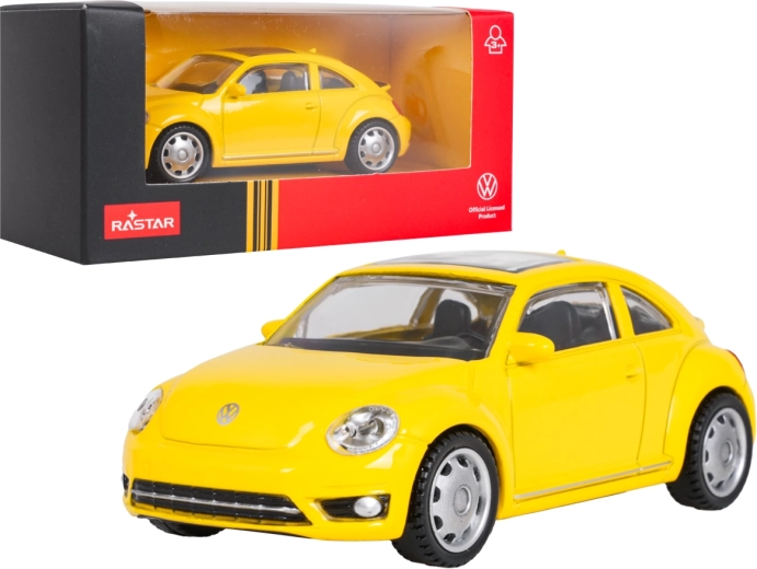 Metalowy model Volkswagen Beetle RASTAR żółty w skali 1:43