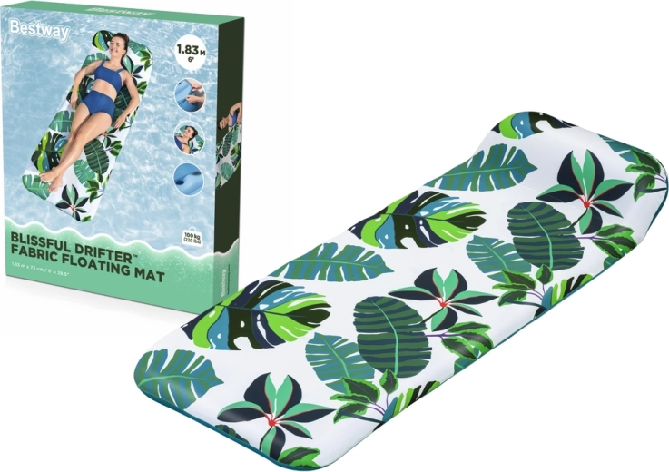 Nadmuchiwana mata wodna z nadrukiem liści palmowych