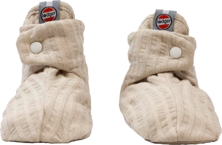 LODGER bawełniane buciki niemowlęce Slipper Seersucker birch 3–6 miesięcy