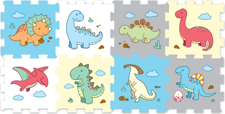 Piankowe puzzle dinozaury - 8 sztuk