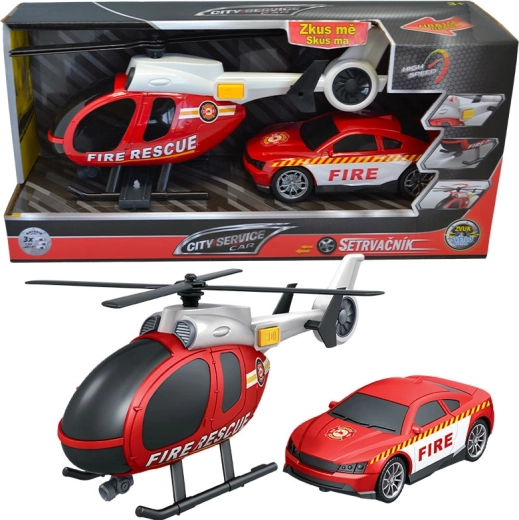 Zestaw strażacki helikopter i auto 1:14 CITY SERVICE CAR
