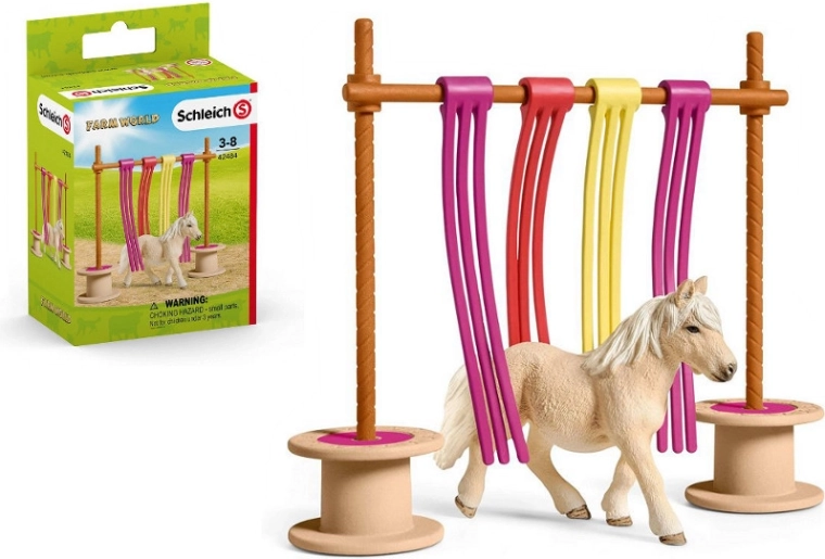 Schleich zestaw koń z przeszkodami i naklejkami