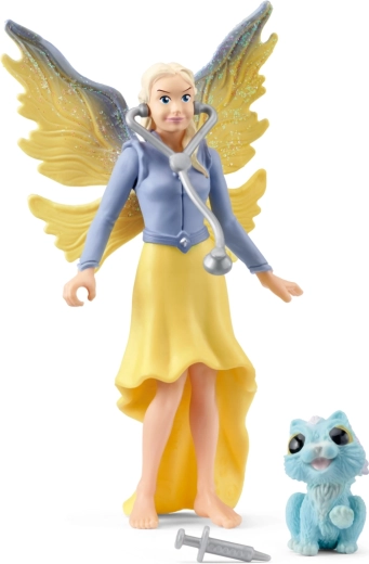 Schleich Bayala magiczna opieka nad zwierzętami – elfka Sera i uskrzydlone kociątko, POCKET SET